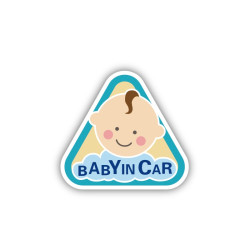 10 PCS There Is A Baby In The Car Stickers Warning Stickers Style: CT223O Triangle Boy Adhesive Stickers