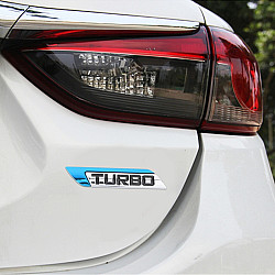 1 Pair Car Turbo Personalized Aluminum Alloy Decorative Stickers, Size: 11.5 x 2.5 x 0.5cm (Blue)
