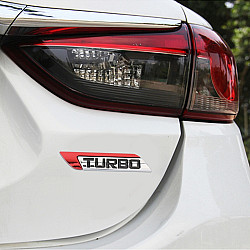 1 Pair Car Turbo Personalized Aluminum Alloy Decorative Stickers, Size: 11.5 x 2.5 x 0.5cm (Red)