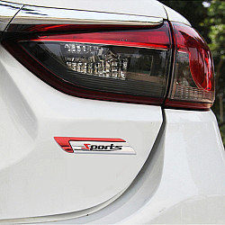 1 Pair Car SPORTS Personalized Aluminum Alloy Decorative Stickers, Size: 11.5 x 2.5 x 0.5cm (Red)