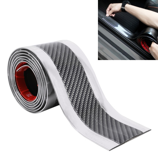 Universal Electroplate Carbon Fibre Car Door Threshold Decoration Strip Decorative Sticker, Size : 7CM x 2M (Silver)