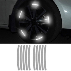 10pcs /Set Car Wheel Reflective Stickers 3D Personal Decoration Tire Warning Stickers(Silver White)