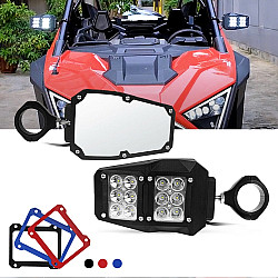 1.75 - 2 inch UTV-26 UTV / ATV Three Color Rear Frame Reflective Mirror with LED Lights