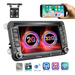 Volkswagen Q3300KT 7-inch 2+32G Car Multimedia Player Navigation Bluetooth Reversing Integrated Machine Android 10.0, Style:Standard+4Lights Camera