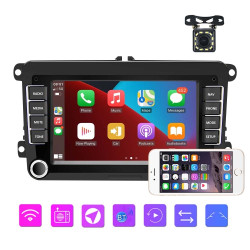 A3040 For Volkswagen 7-inch 2+32G Android Car Navigation Central Control Large Screen Player With Wireless CarPlay, Style:Standard+12Lights Camera