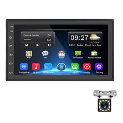 A2222KT 7 Inch Android Navigation WiFi Version 2+64G GPS Bluetooth 2.5D Screen Car Central Control MP5 Player, Style:Standard+12Lights Camera