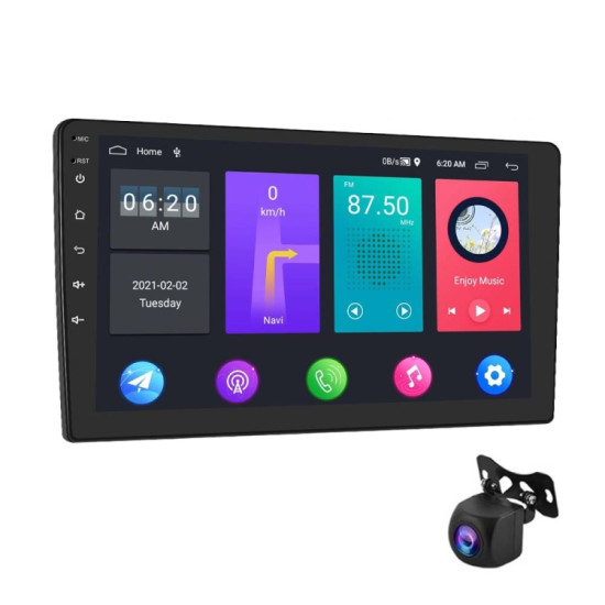 A2799 10 Inch Android WiFi 2+32G Central Control Large screen Universal Car Navigation Reversing Video Player, Style:Standard+AHD Camera