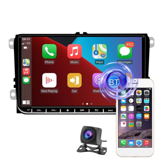 A2743 For Volkswagen 1+16G 9-inch Central Control Large Screen With Carplay Car Android10.0 Navigator Player, Style: Standard+AHD Camera