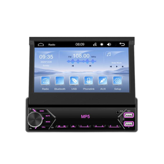 7 inch Universal Manual Retractable Screen Car MP5 Player Car Center Control All-in-One Wired Carplay, Spec: Standard