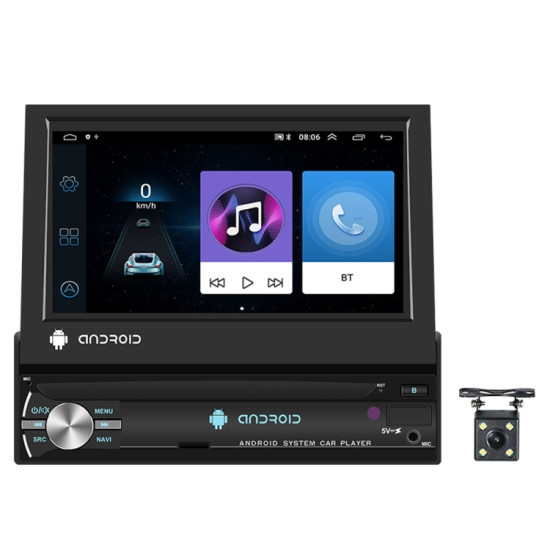 1+32G 7-Inch Single Din Android 10.0 Carplay Screen With GPS Navigation/Bluetooth/Mirror Link/DVR Input, Spec: With 4-light Camera