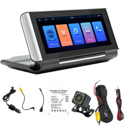 6.86 Inch Foldable Portable Bluetooth Car MP5 Player With MirrorLink/CarPlay/Android Auto Support, Spec: B5370+12LEDs Reversing Camera