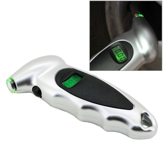 14 inch LCD Display Screen Digital Tire Gauge with LED Light Pressure Range 0100PSISilver