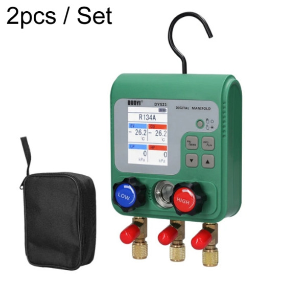 2pcs Set DUOYI DY523 Automotive Vacuum Pressure Gauge Liquid Charge Fluorine Repair Electronic Refrigerant Meter