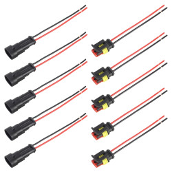 10pcs 2P Car Waterproof Plug Car Connector PlugIn Length10cm