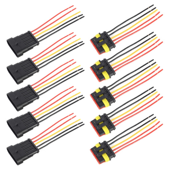 10pcs 5P Car Waterproof Plug Car Connector PlugIn Length10cm