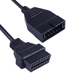 12 Pin to 16 Pin OBDII Diagnostic Cable for General Motors Full Length 19cmBlack