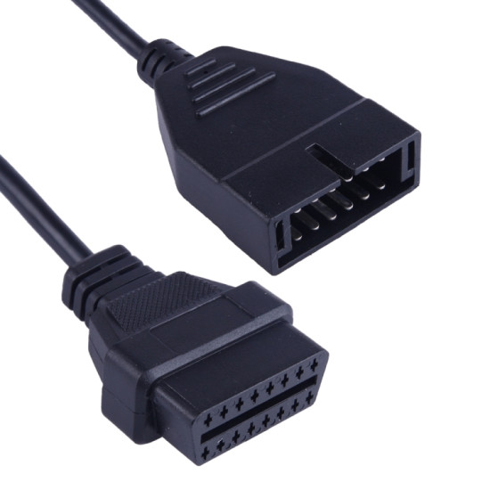 12 Pin to 16 Pin OBDII Diagnostic Cable for General Motors Full Length 19cmBlack
