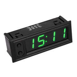 3 in 1 DC550V Car Highprecision Electronic LED Luminous Clock Thermometer Voltmeter Green