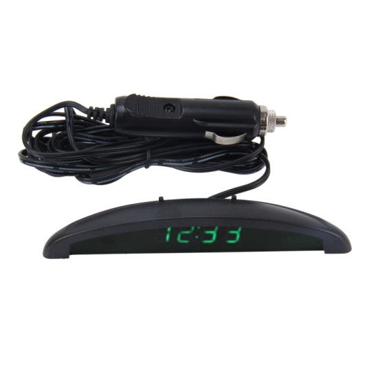 2 in 1 Car LED Digital Display Thermometer ClockGreen