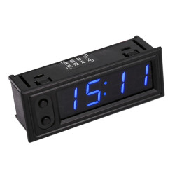 3 in 1 Car Highprecision Electronic LED Luminous Clock Thermometer VoltmeterBlue