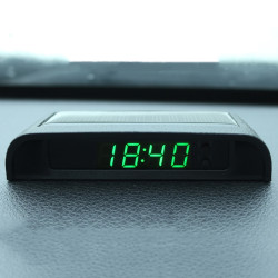 Solar Night Light Car Clock Automotive Electronic Clock Temperature TimeDateWeekTemperatureGreen Light