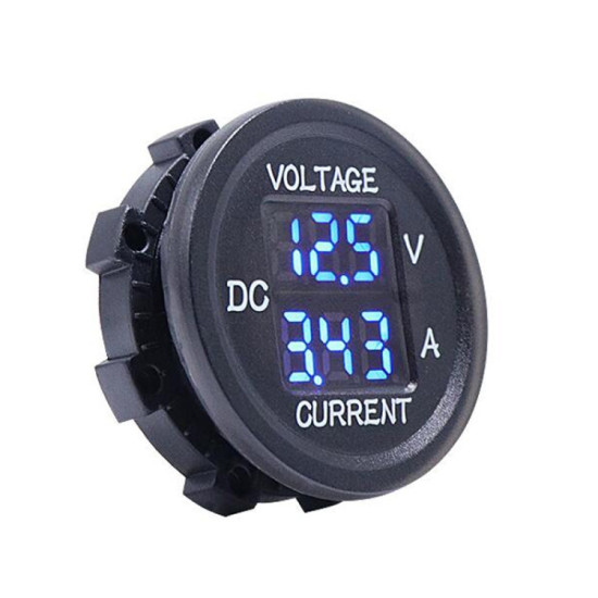 2 In 1 Modified Car Double Digital Voltage Current Table Measuring InstrumentBlue Light