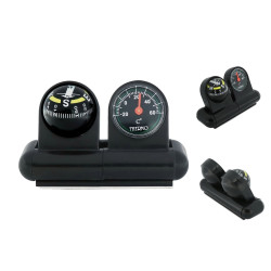2 In 1 Car Guide Ball Thermometer Adjustable Angle CompassEnglish Version
