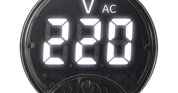 LED Digital Display Circular Voltage Meter Color White AC 65265V`