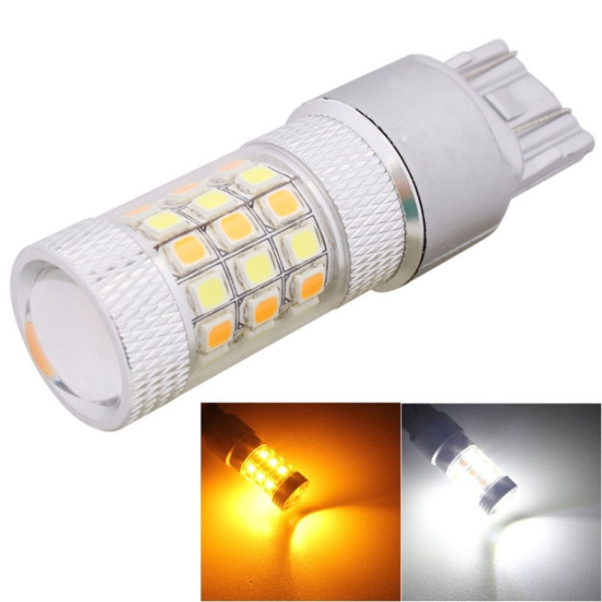 T20 7443 8W 420LM White Yellow Light 42 LED 2835 SMD Car Brake Light Steering Light Bulb DC 12V