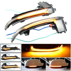 1 Pair For Audi A4 B8 5 Car Dynamic LED Turn Signal Light Rearview Mirror Flasher Water Blinker Transparent Black