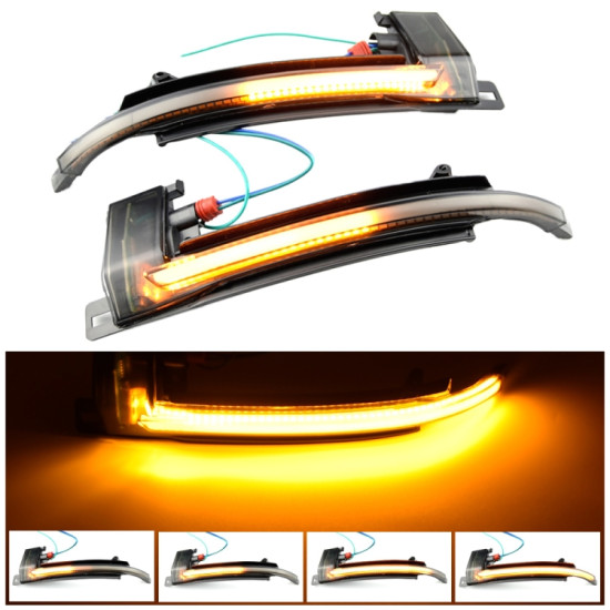 1 Pair For Audi A4 B8 Car Dynamic LED Turn Signal Light Rearview Mirror Flasher Water Blinker Transparent Black