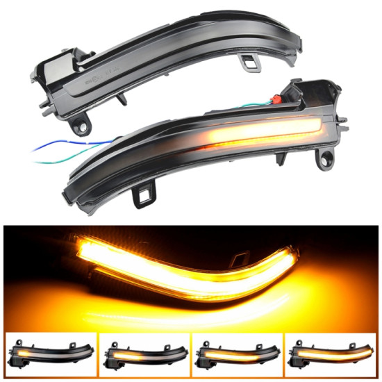 1 Pair For BMW 3 Series F20 Car Dynamic LED Turn Signal Light Rearview Mirror Flasher Water Blinker Transparent Black