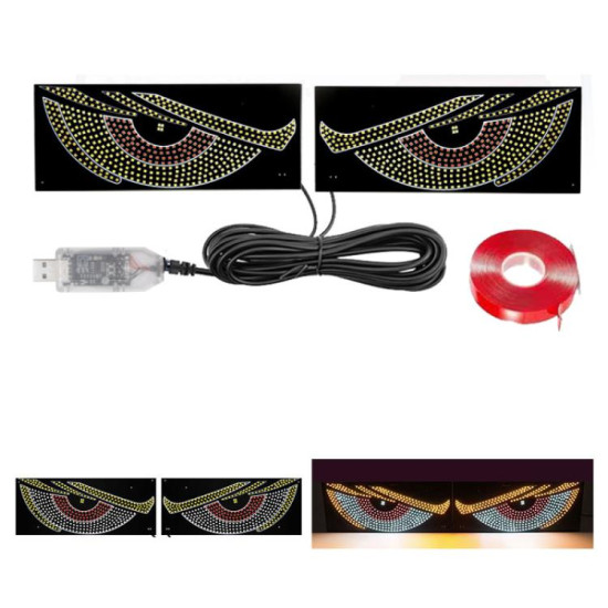 USB Car mounted Dynamic Demon Eye Car Sticker LED Indicator Light Red Yellow White