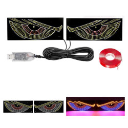 USB Car mounted Dynamic Demon Eye Car Sticker LED Indicator Light Red Yellow Blue