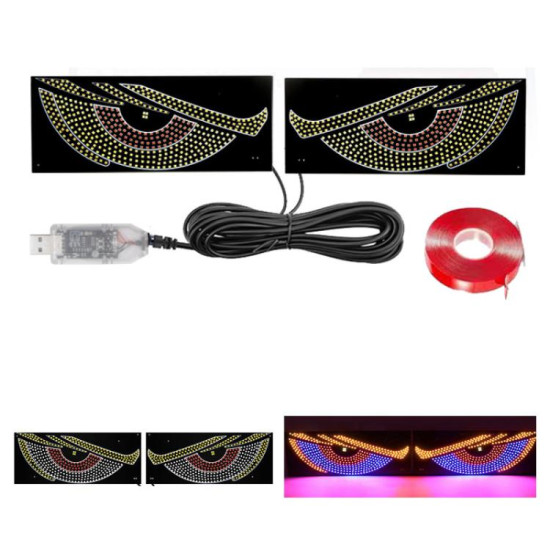USB Car mounted Dynamic Demon Eye Car Sticker LED Indicator Light Red Yellow Blue