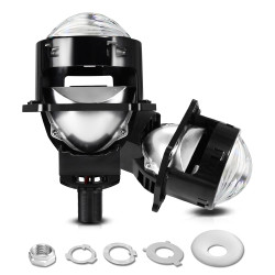 T01 1 Pair 3 inch Car Bifocal LED Lens Headlight Left Driving Black