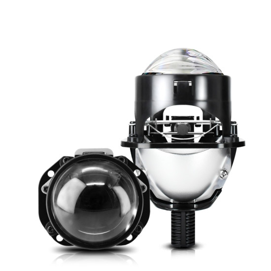 T02 1 Pair 2 5 inch Car Bifocal LED Lens Headlight Left Driving Black