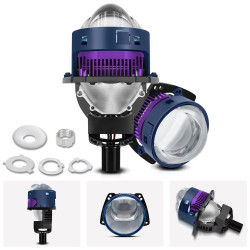 T04 Pair 3 inch Car Bifocal Matrix Light Source LED Lens Headlight Left hand Drive Blue