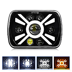 Y23 H4 7 inch Car Seven bead Sun Style Square Modified Headlight for Jeep Wrangler Black