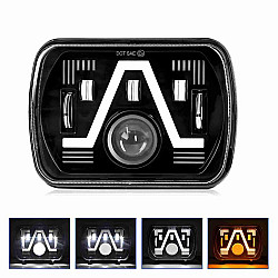 Y24 H4 7 inch Car V style Square Modified Headlight for Jeep Wrangler Black