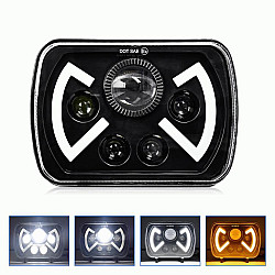 Y22 H4 7 inch Car Butterfly Style Square Modified Headlight for Jeep Wrangler Black