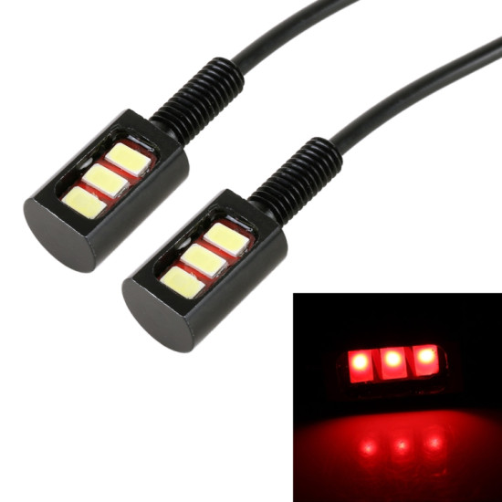 1 Pair DC12V 0 4W 3LEDs SMD 5630 Car Motorcycle License Plate Light Cable Length 27cm Red Light