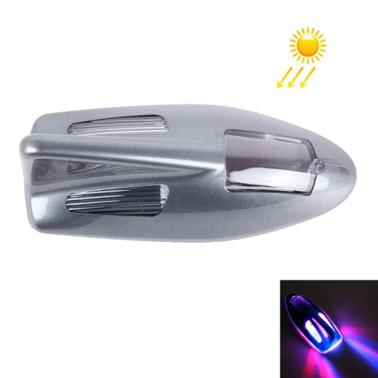Solar Colorful Light Anti Collision Shark Fin Car Taillight LED Flash Warning Light Caution Light Grey