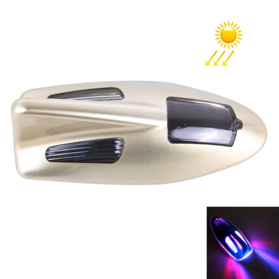Solar Colorful Light Anti Collision Shark Fin Car Taillight LED Flash Warning Light Caution Light Gold
