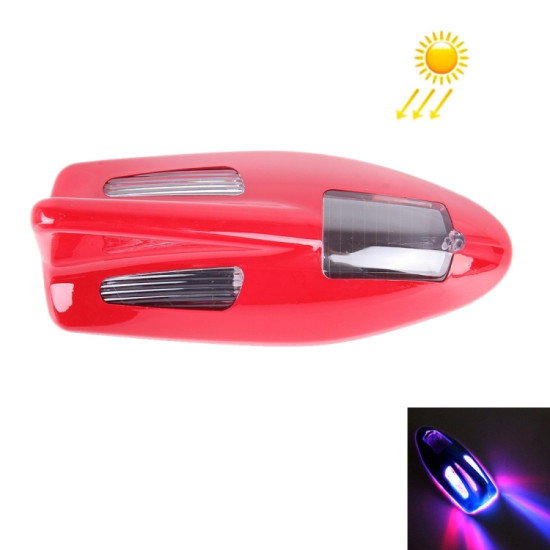 Solar Colorful Light Anti Collision Shark Fin Car Taillight LED Flash Warning Light Caution Light Red