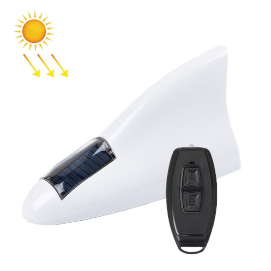 Solar Remote Control Signal Radio Shark Fin Antenna Anti Tailgating Roof Warning Light White