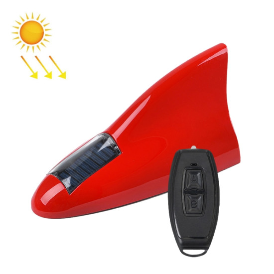 Solar Remote Control Signal Radio Shark Fin Antenna Anti Tailgating Roof Warning Light Red