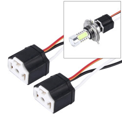 2 PCS H4 Car Auto LED Bulb Ceramic Insulation Socket Holder No Including Light