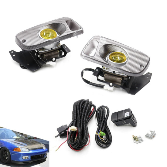 1 Pair Car Modified Front Fog Light for Honda Civic 1992 1995 Yellow Light