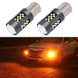 1 Pair 1156 12V 7W Continuous Car LED Fog Light Orange Light